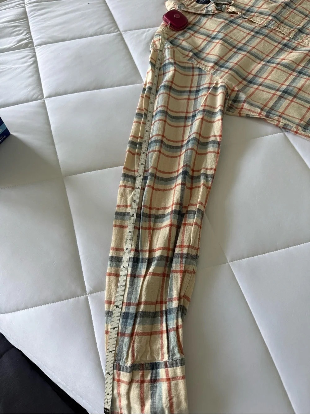 J. Crew Beige Plaid Button-Down Shirt with Blue and Red Accent Mens XL